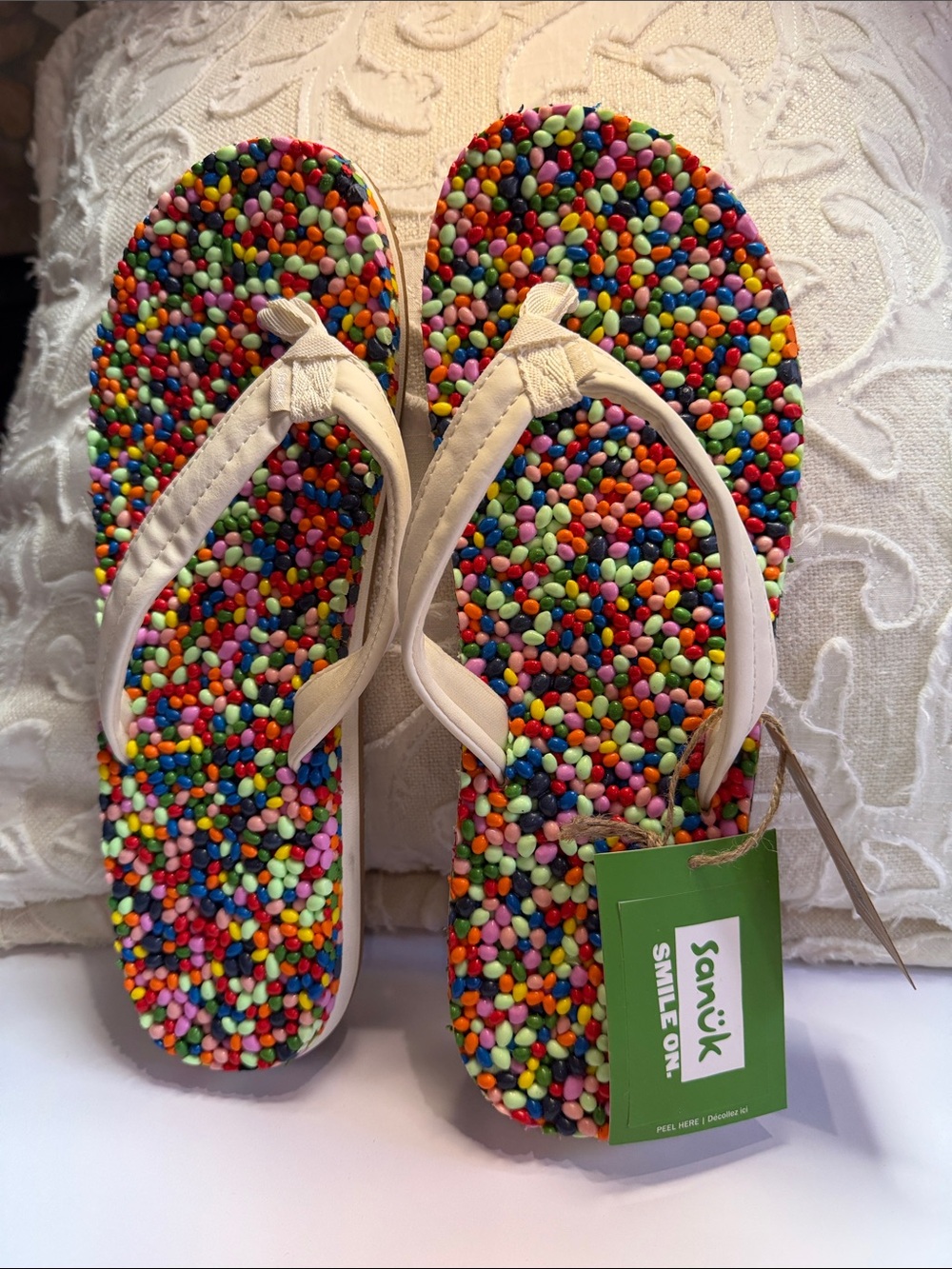 Sanuk Multicolor Beaded Flip Flop Sandals - Women